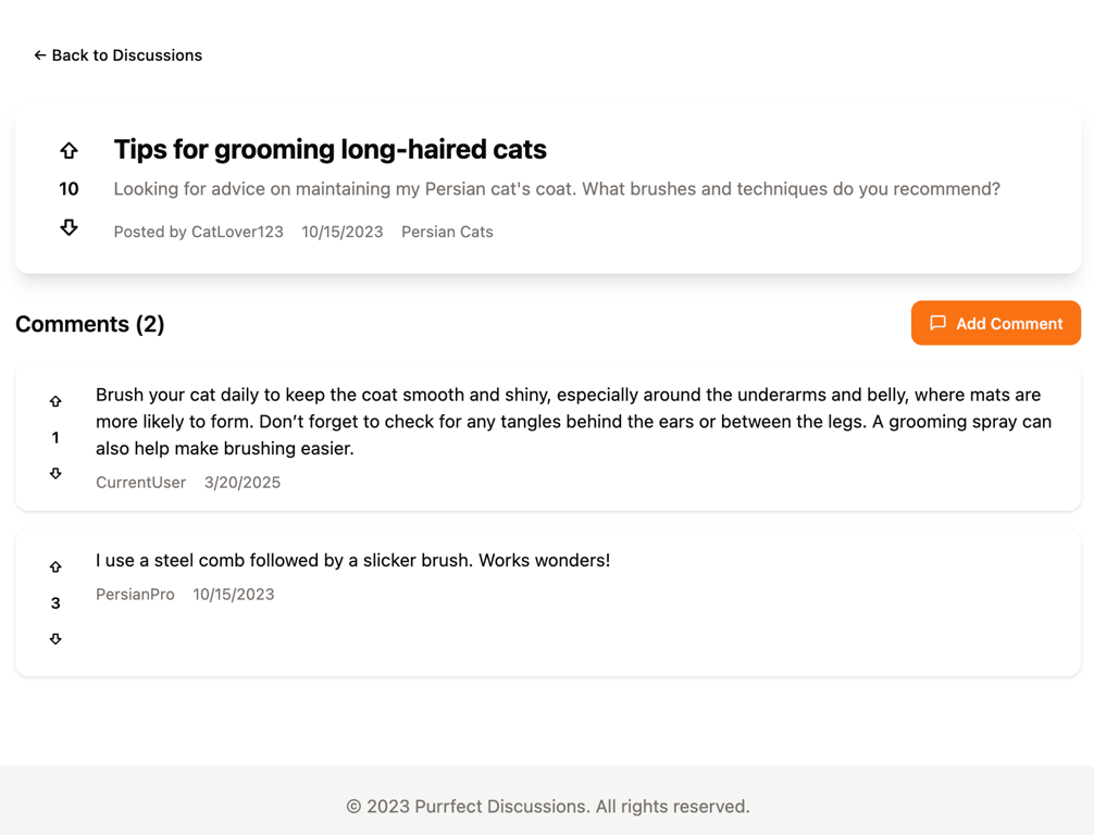 The thread page in my community web app