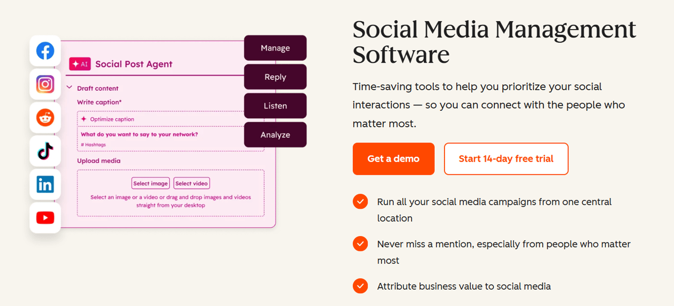 Image displaying landing page for HubSpot Marketing Hub