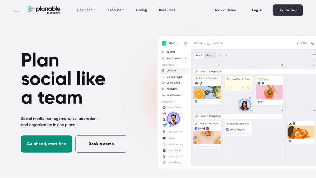 Planable homepage