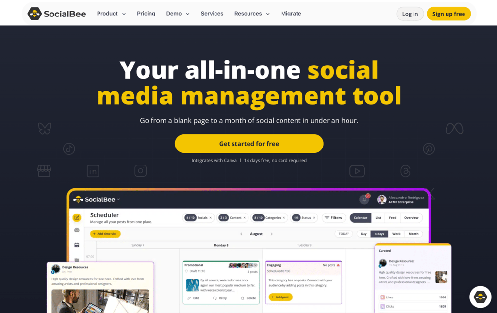 SocialBee homepage