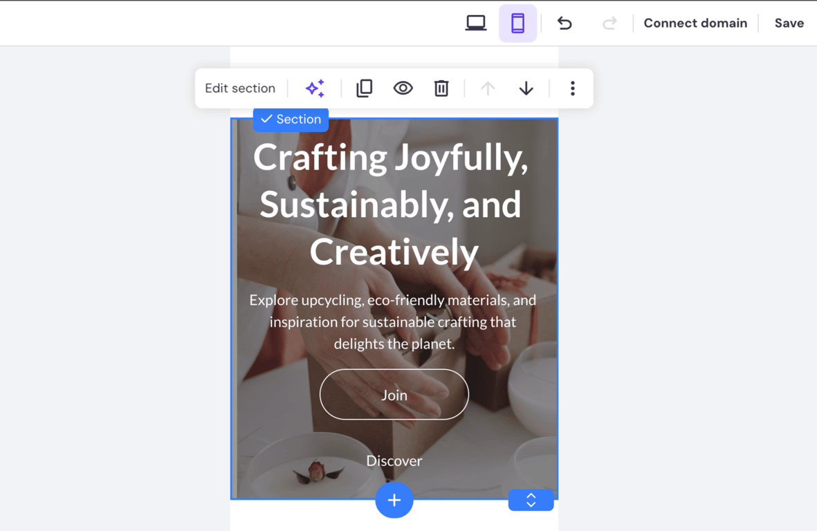 Mobile responsive preview within Hostinger Website Builder