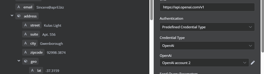 Configuring the OpenAI node with Predefined Credential Type