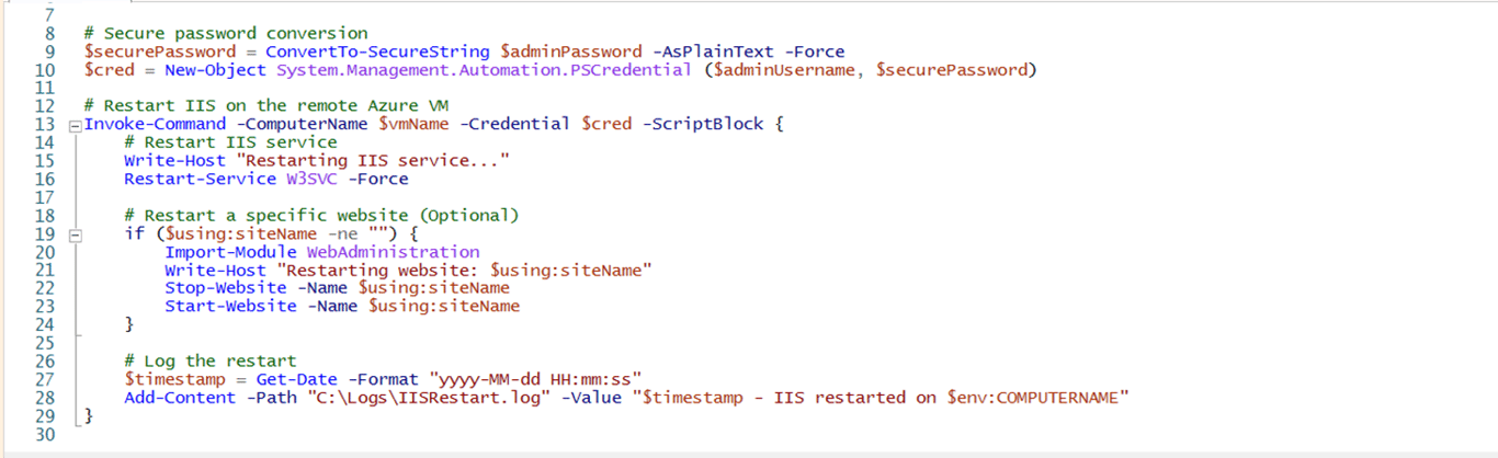 Example of a traditional automation solution using PowerShell