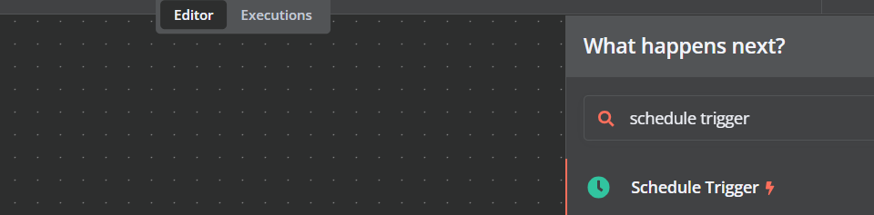 Adding the Schedule Trigger node to a backup and archiving workflow in n8n