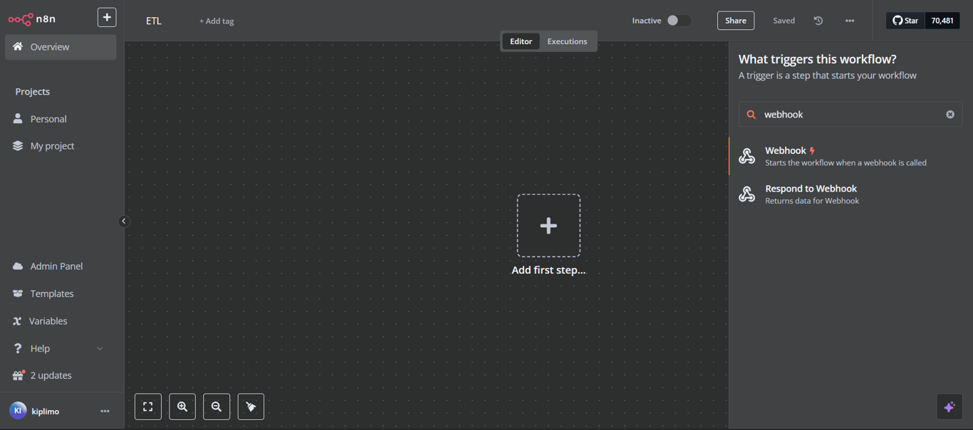 Adding the Webhook trigger to the lead generation workflow