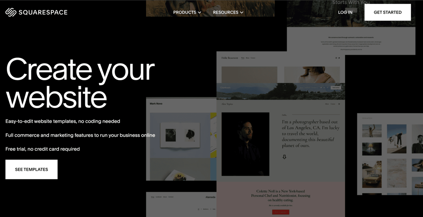 Squarespace homepage
