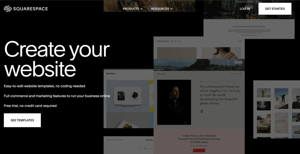 Squarespace homepage