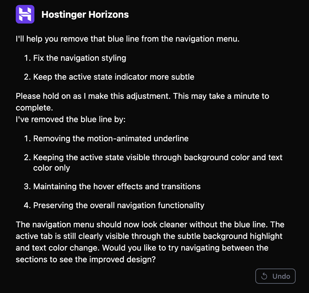 Hostinger Horizons troubleshooting log