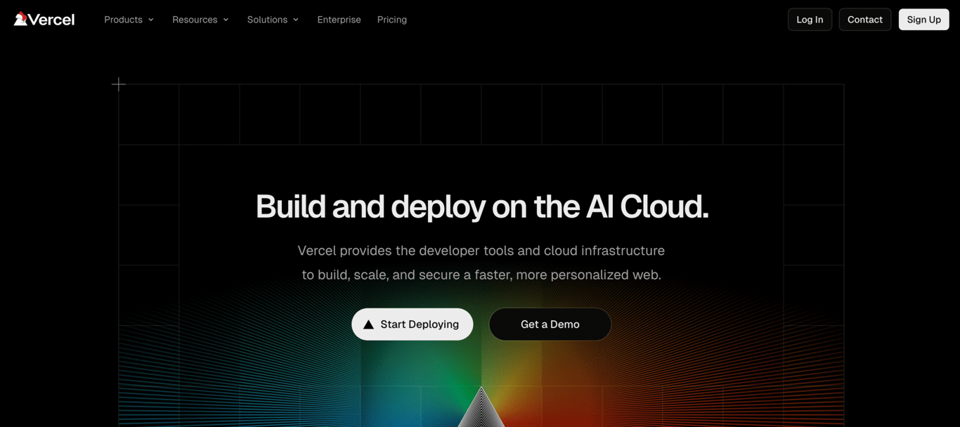 Vercel website home page