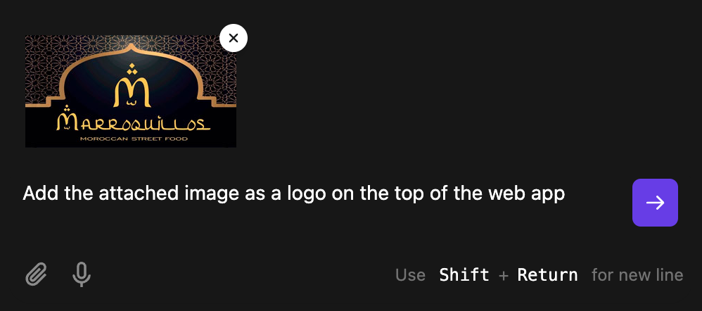 Chat box showing an attached image