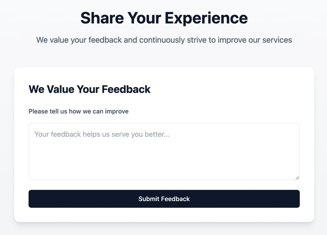 Feedback form after a negative rating