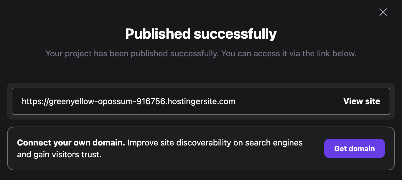 Published web app panel