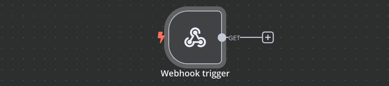 n8n workflow canvas showing a webhook trigger node