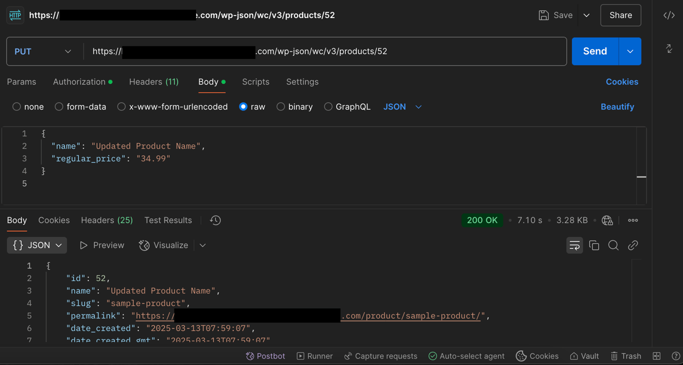 The WooCommerce REST API PUT request example