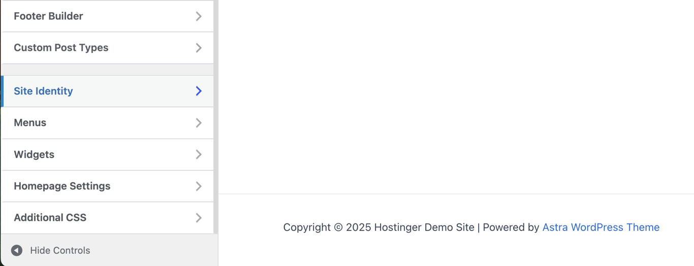 Showing the Site Identity tab.