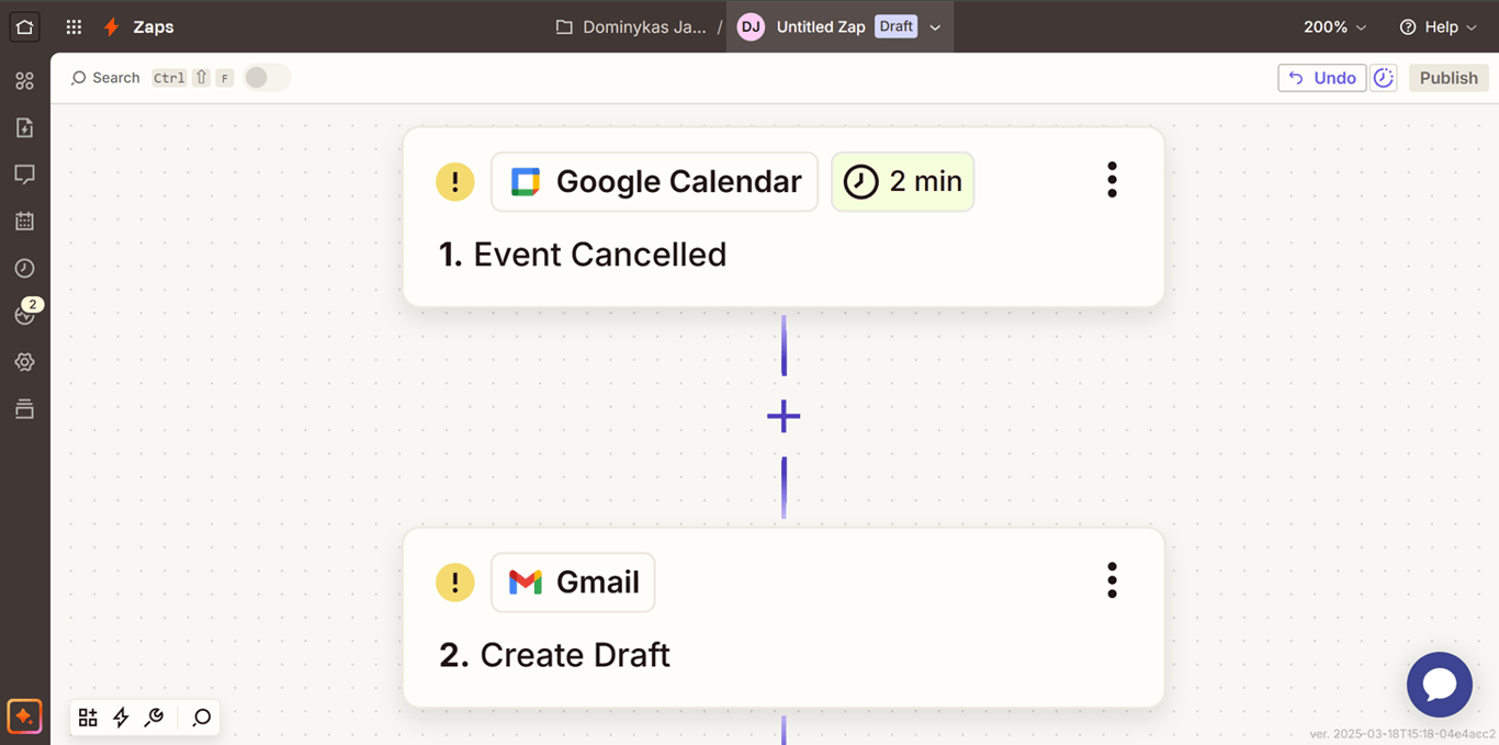 Image displaying zapier Zap creation interface