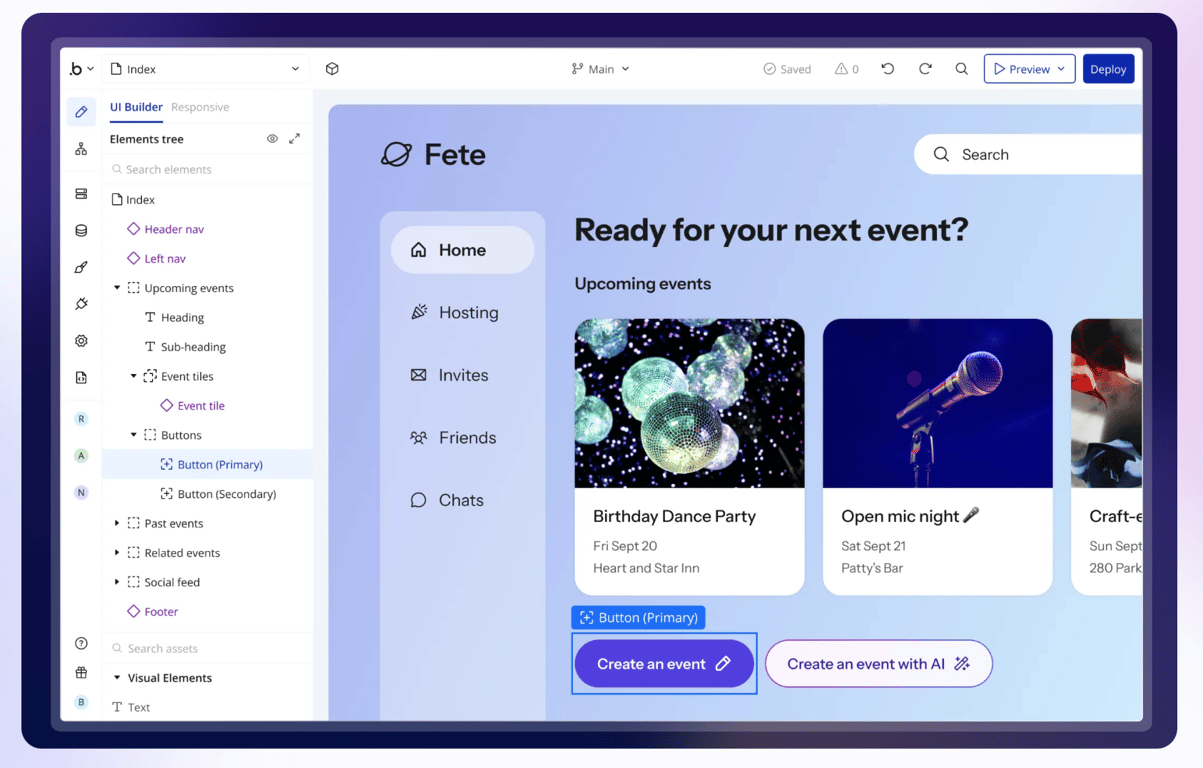 Bubble.io's interface