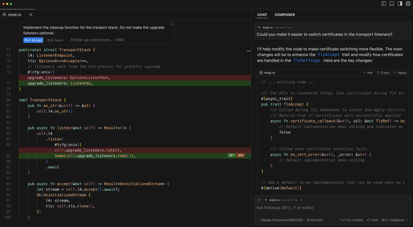 Cursor AI's interface