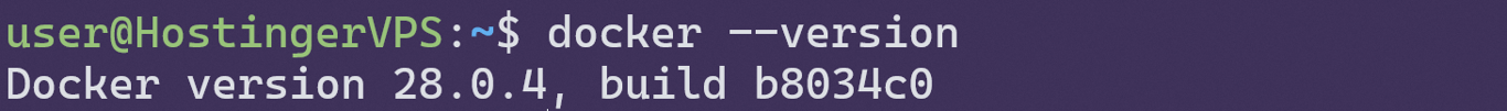 Printing out the Docker version using a terminal.