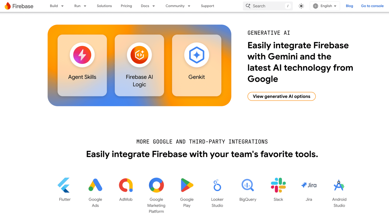 Firebase's homepage