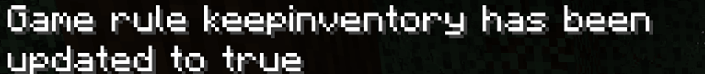 Display of the chatbox confirmation of a successfully adjusted game rule in Minecraft Bedrock.