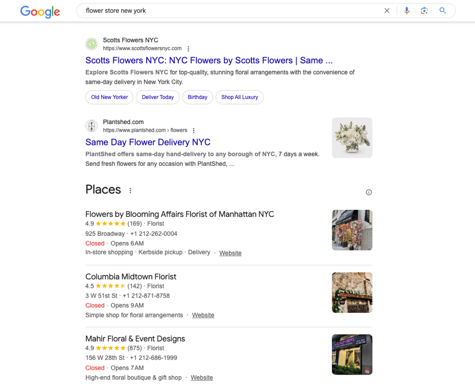 Google's search engine results page