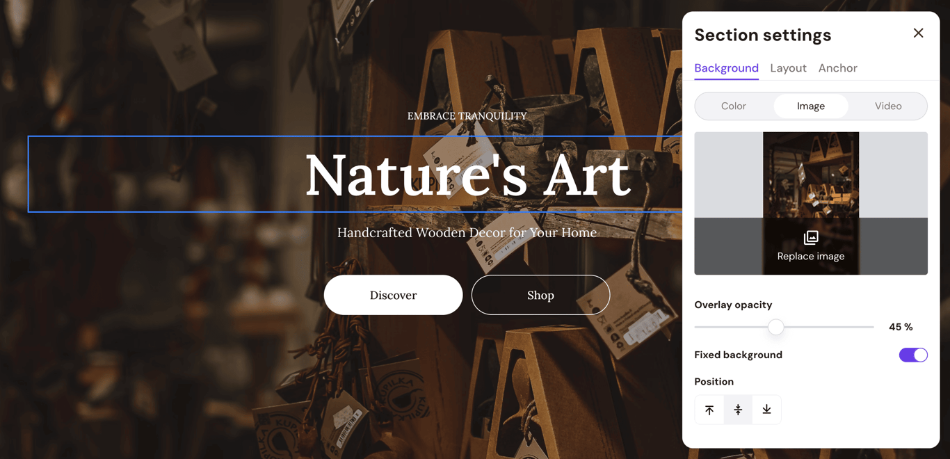 Drag-and-drop editor within Hostinger Website Builder