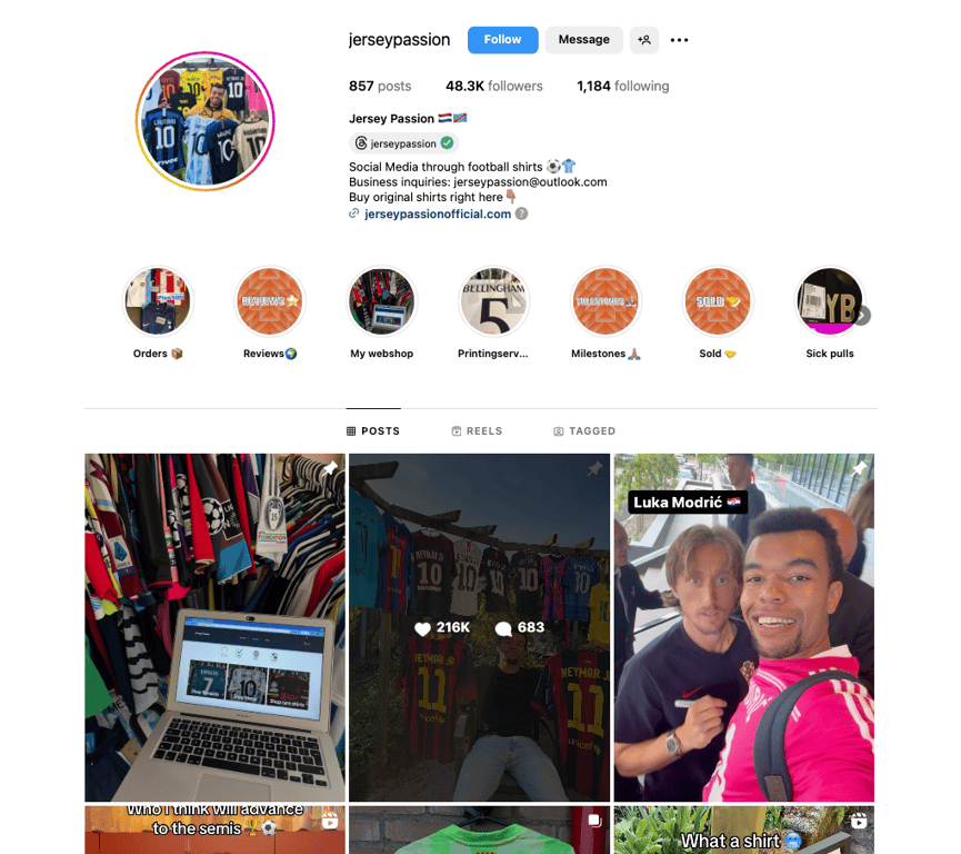 Jersey Passion's Instagram page