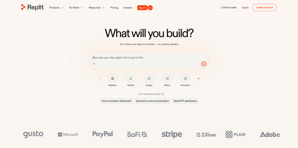 Replit's homepage