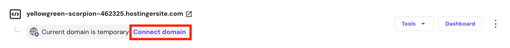 The Connect domain button on the website list on hPanel
