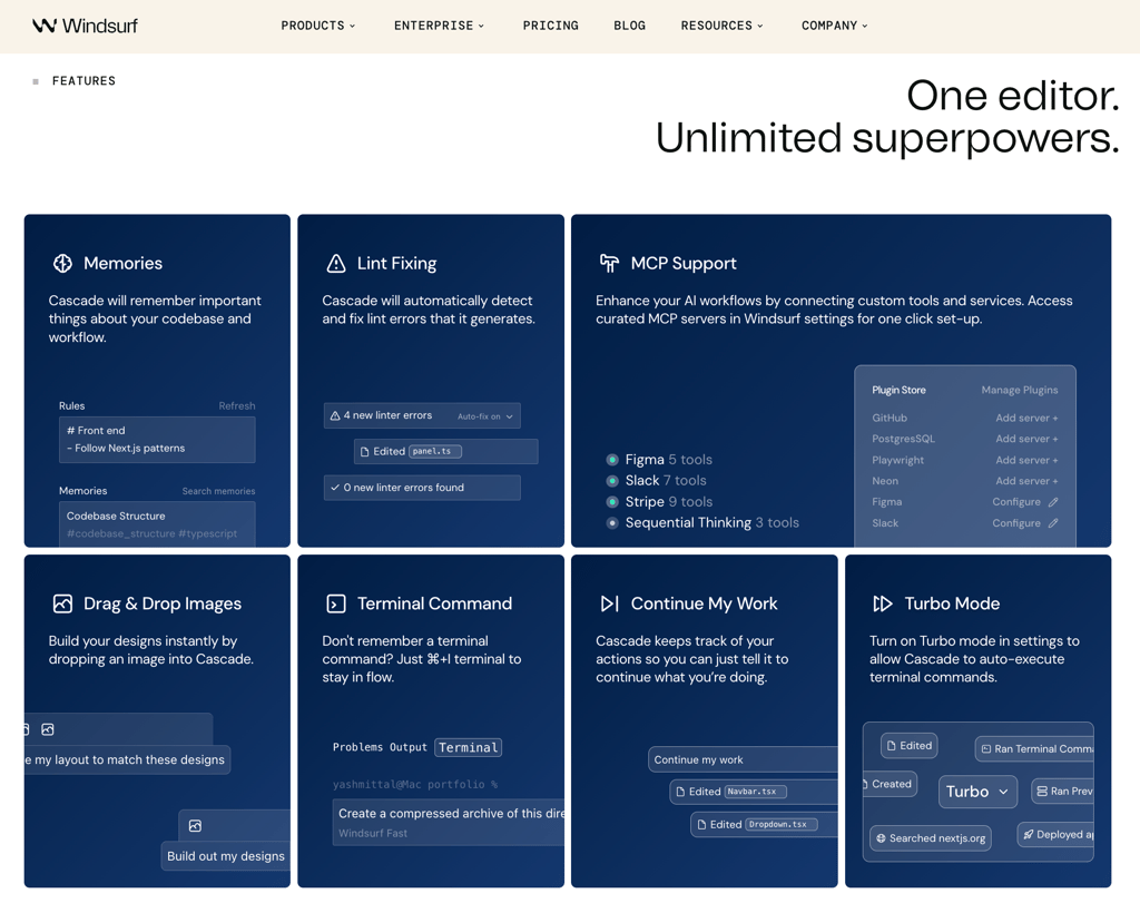 Windsurf's homepage