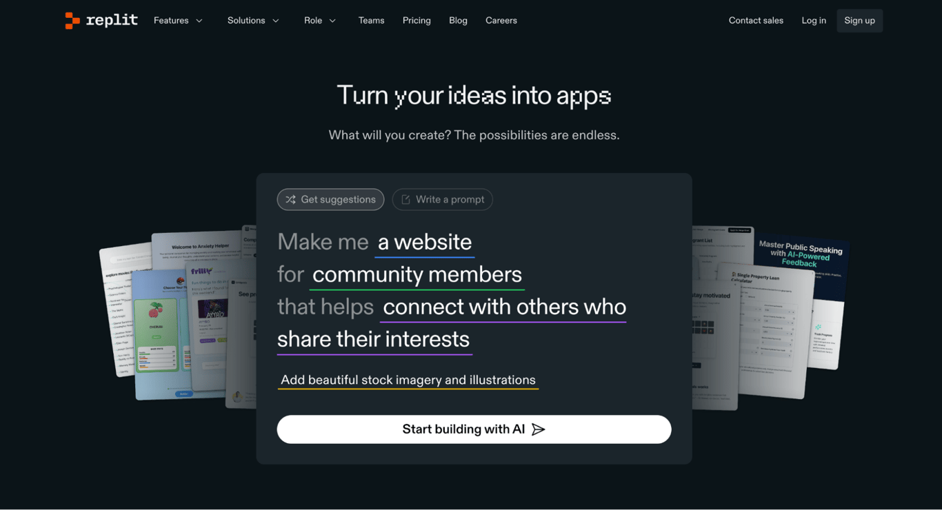 Replit landing page