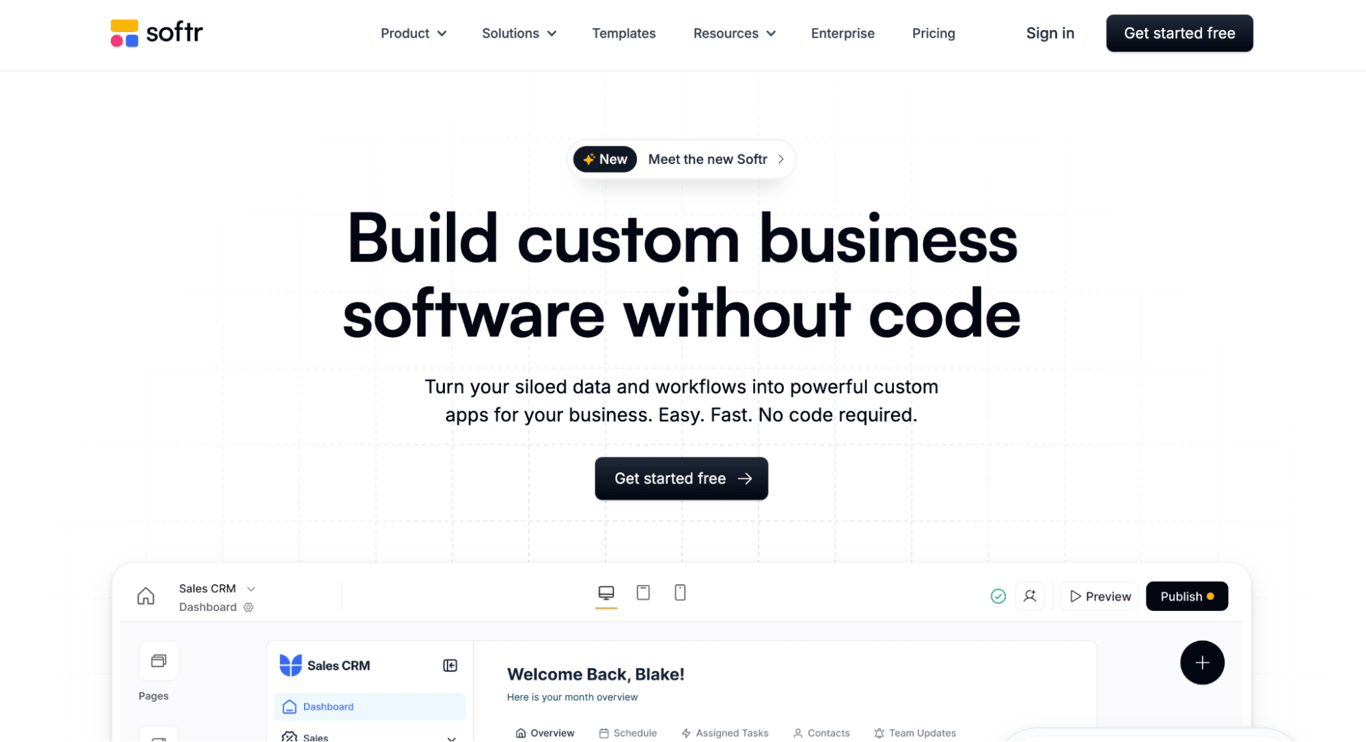 Softr landing page