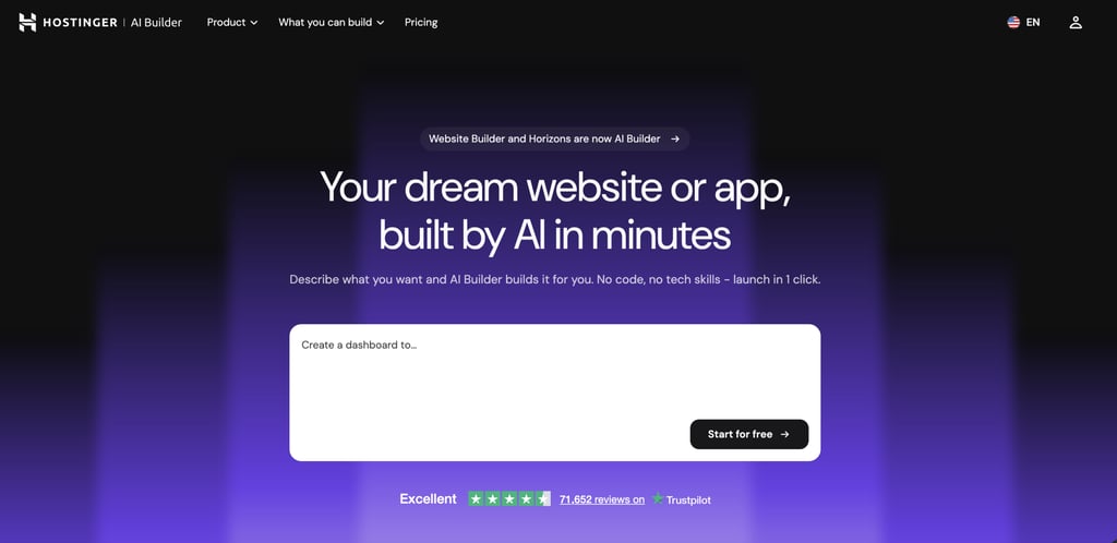 hostinger ai builder homepage