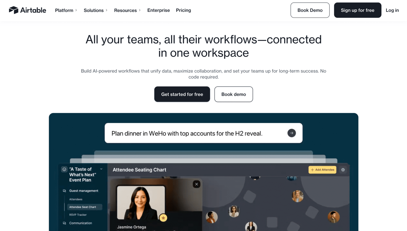 Airtable's home page