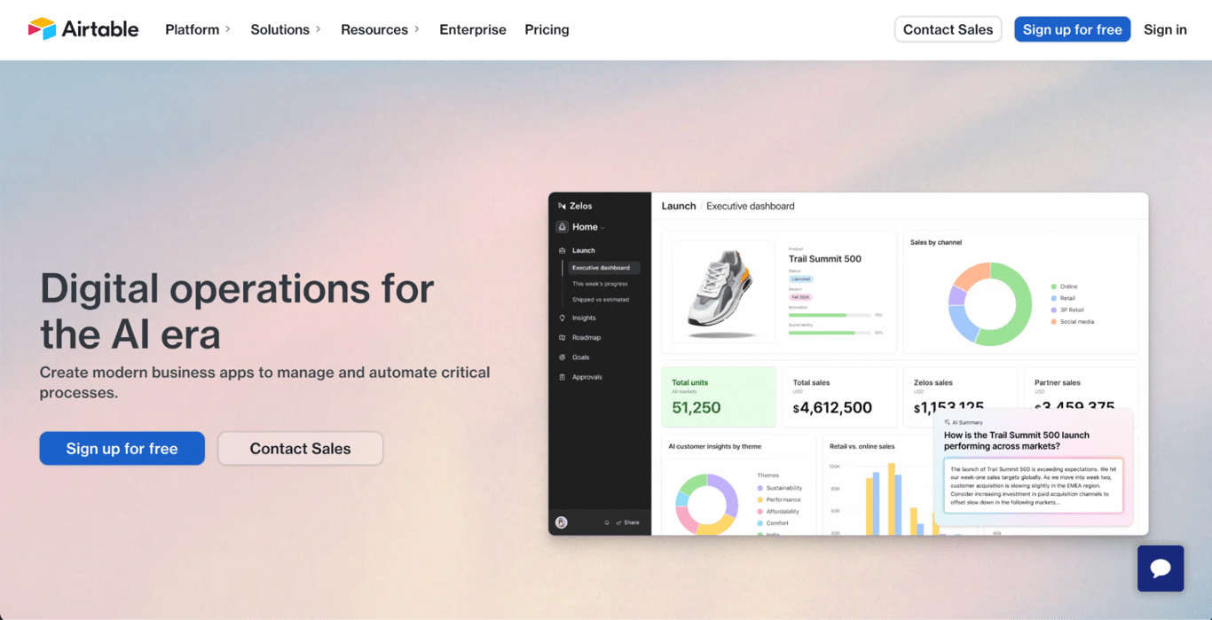 Airtable landing page