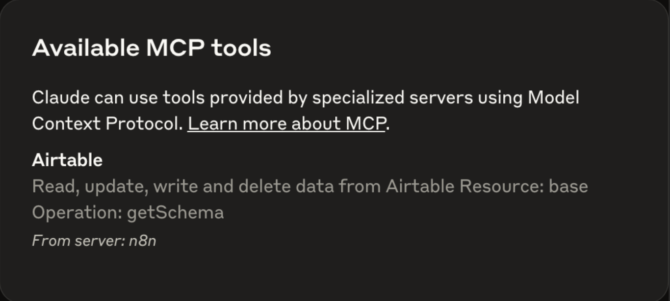 Airtable MCP tools in Claude