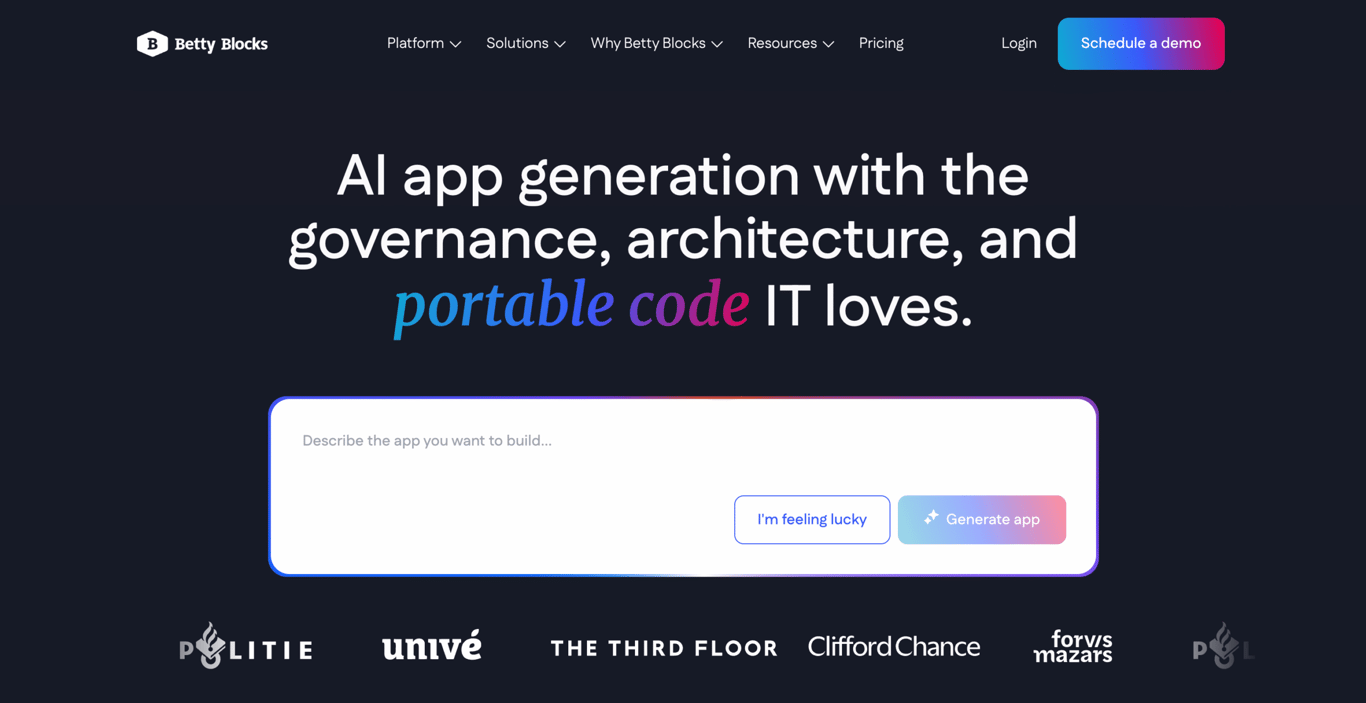 Betty Blocks' home page