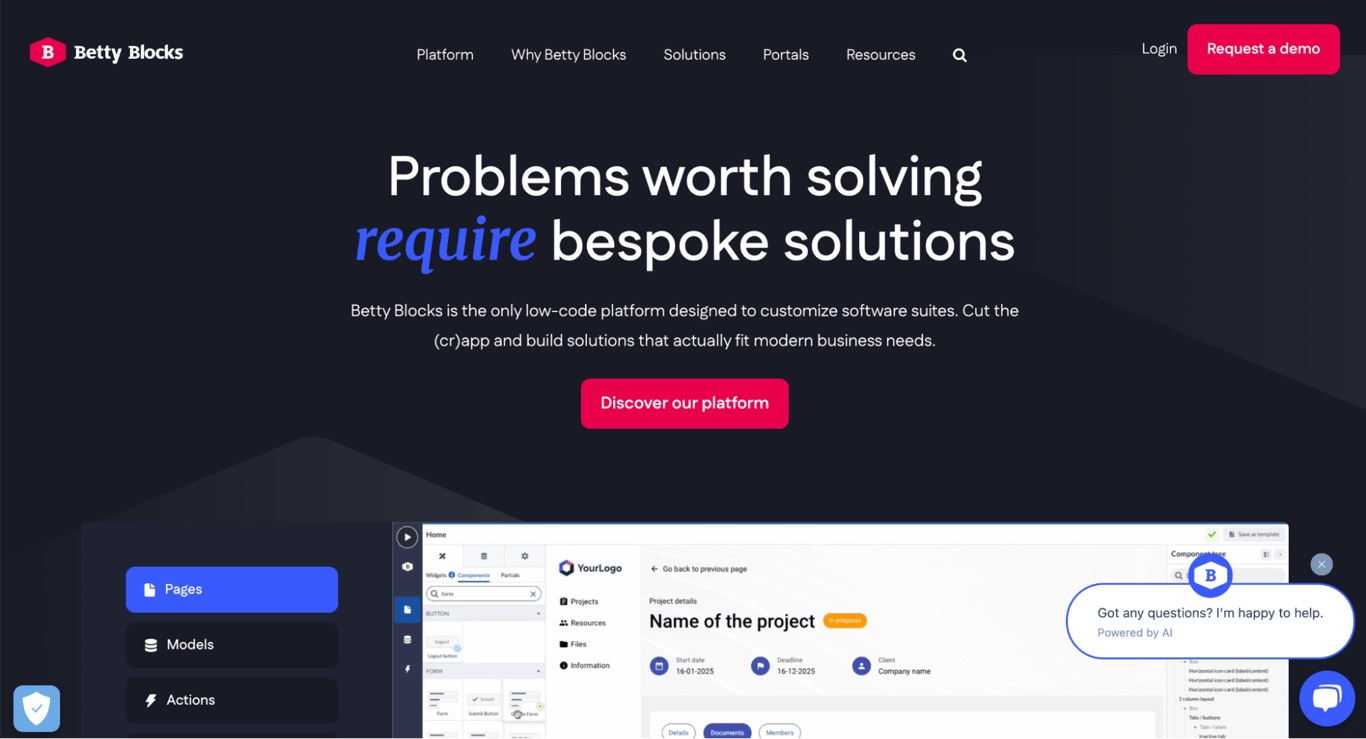 Betty Blocks landing page