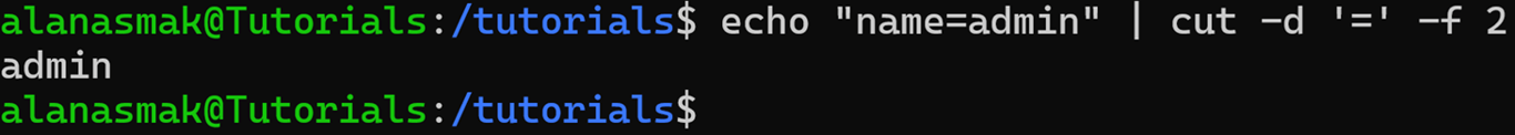 Example of the cut command being used on the standard output of a separate command by using the pipe operator.