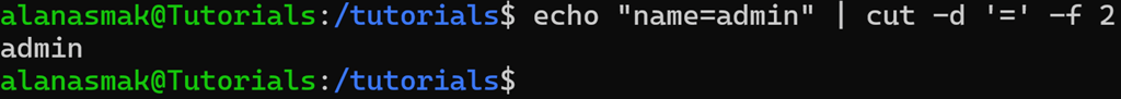 Example of the cut command being used on the standard output of a separate command by using the pipe operator.