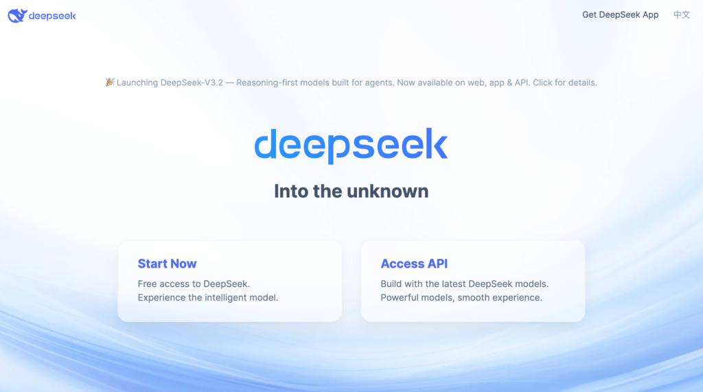 Homepage of Deepseek