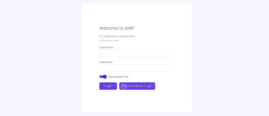 Game Panel login screen