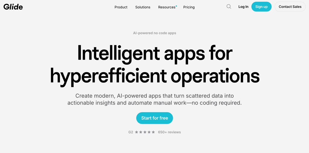 Homepage of Glide