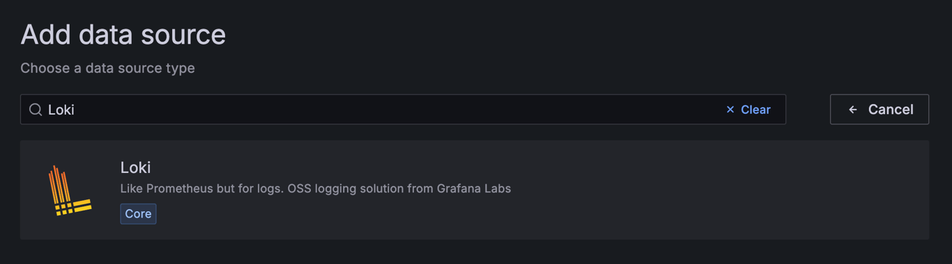 The Add data source option in Grafana
