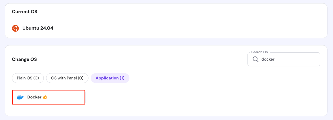 The Docker template in hPanel's VPS
