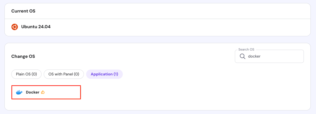The Docker template in hPanel's VPS