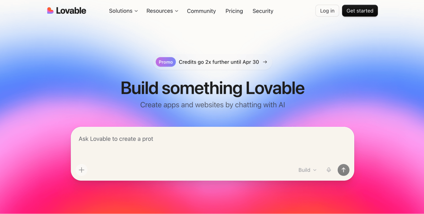 Homepage of Lovable