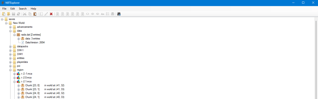 NBT Explorer world editing tool preview.