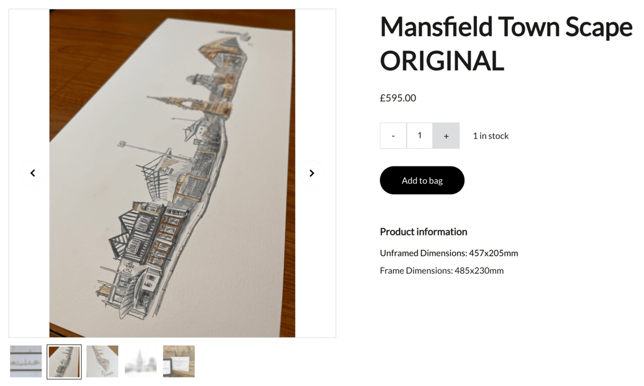 Product page of Sam Edwards Art